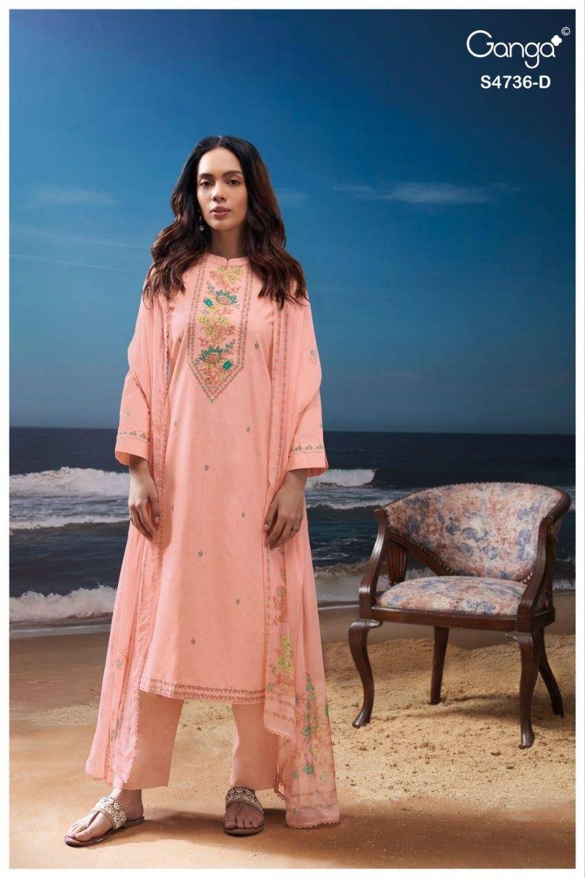 ALYARA 4736 By GANGA 4736 A TO 4736 D Beautiful Festive Suits Stylish Colorful Fancy Casual Wear & Ethnic Wear PREMIUM COTTON Dresses At Wholesale Price